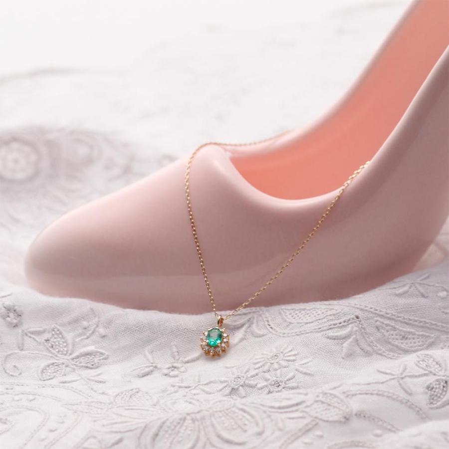 [ムーンレーベル 公式] エメラルド ネックレス ダイヤモンド Color Jewels ペンダント エメラルド K10 レディース DES0411CJ-13000000の画像