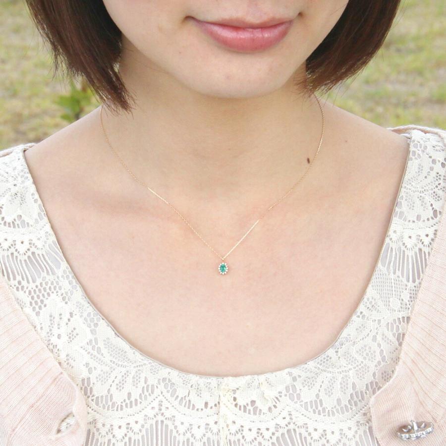[ムーンレーベル 公式] エメラルド ネックレス ダイヤモンド Color Jewels ペンダント エメラルド K10 レディース DES0411CJ-13000000の画像