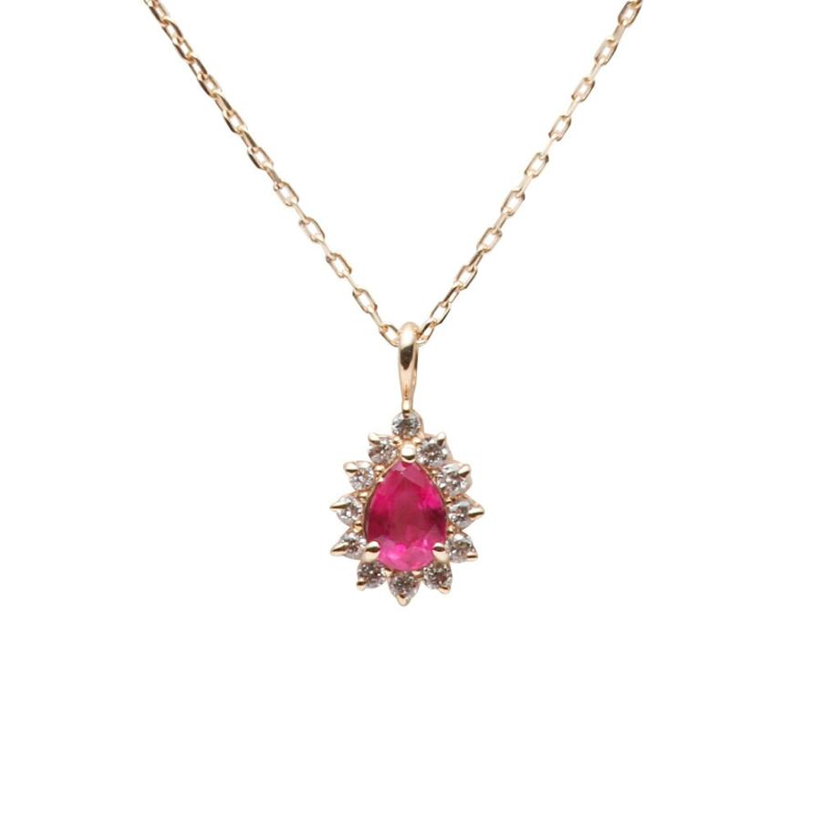 [ムーンレーベル 公式] ルビー ネックレス ダイヤモンド Color Jewels ペンダント ルビー K10 レディース 7月 誕生石DES0411CJ-14000000
