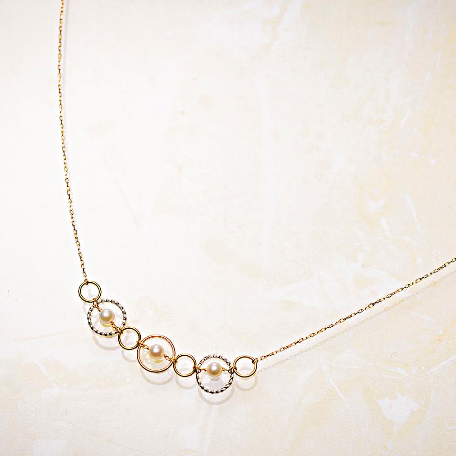 ムーンレーベル 公式] パール ネックレス Colorful Ring パール