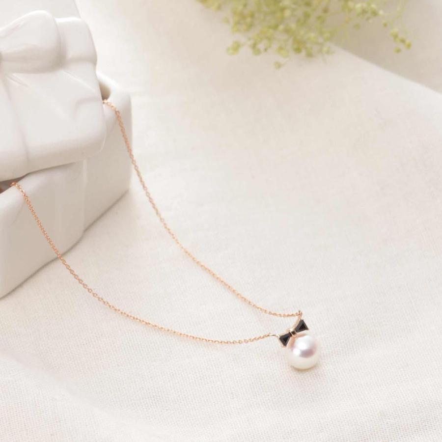 [ムーンレーベル 公式] リボン パール ネックレス Ribbon ペンダント K18PG レディース 18金 DES04PG0RIB-3BK000の画像