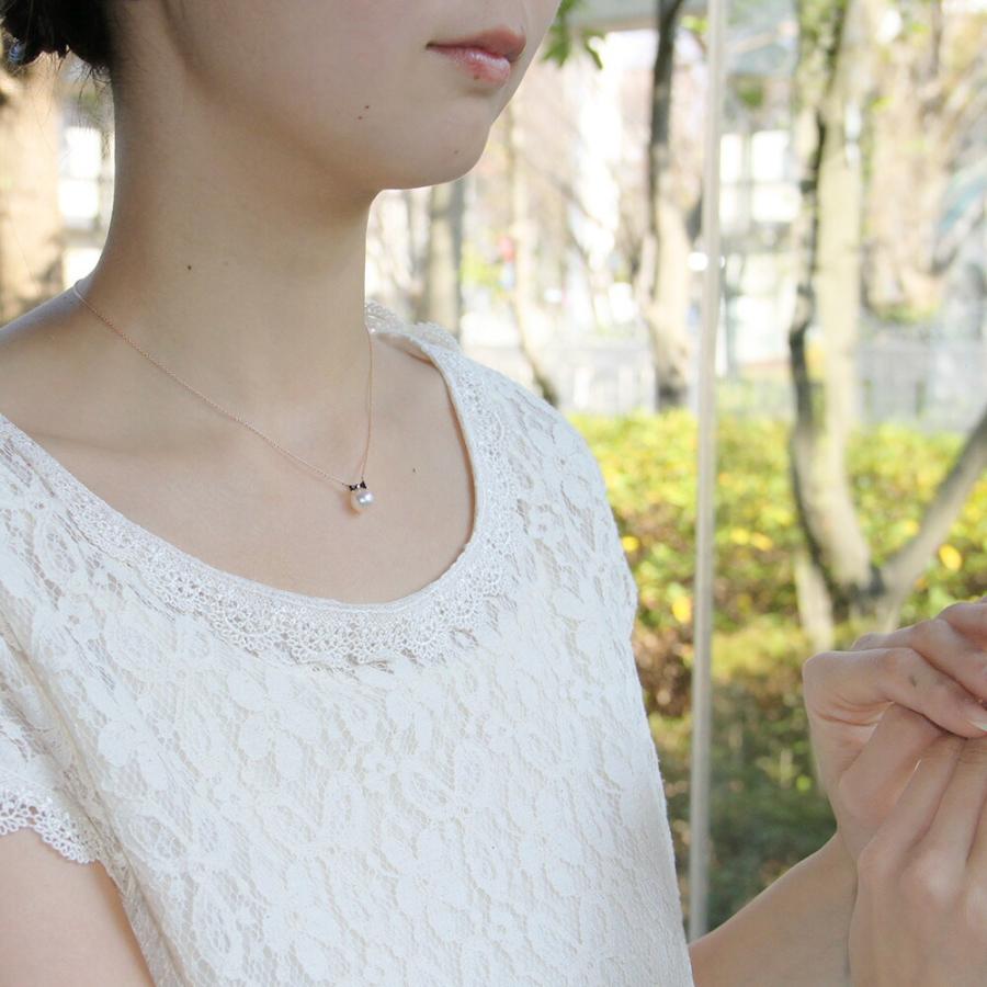 [ムーンレーベル 公式] リボン パール ネックレス Ribbon ペンダント K18PG レディース 18金 DES04PG0RIB-3BK000の画像