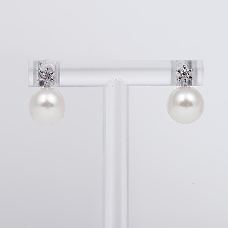 [ムーンレーベル 公式] パール ダイヤモンド ピアス Gleam Star パールピアス Pt900 プラチナ レディース  DES0501GSTAR000000の画像
