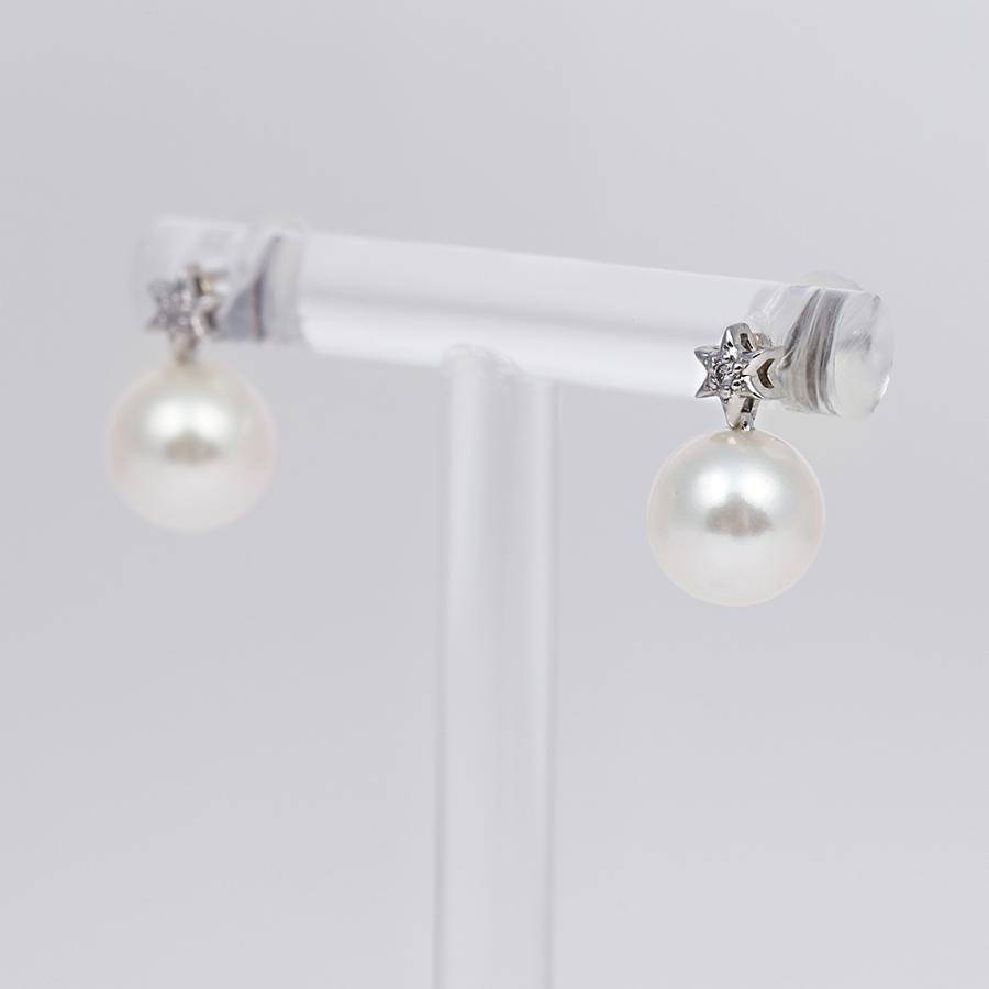 [ムーンレーベル 公式] パール ダイヤモンド ピアス Gleam Star パールピアス Pt900 プラチナ レディース  DES0501GSTAR000000の画像