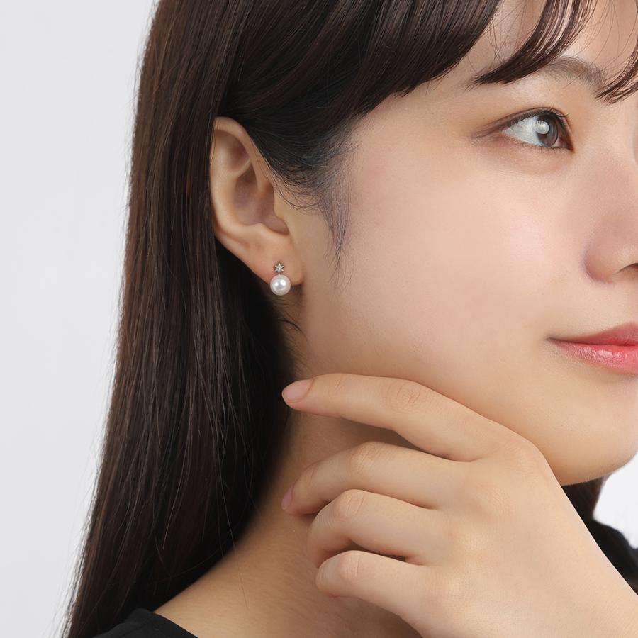 [ムーンレーベル 公式] パール ダイヤモンド ピアス Gleam Star パールピアス Pt900 プラチナ レディース  DES0501GSTAR000000の画像
