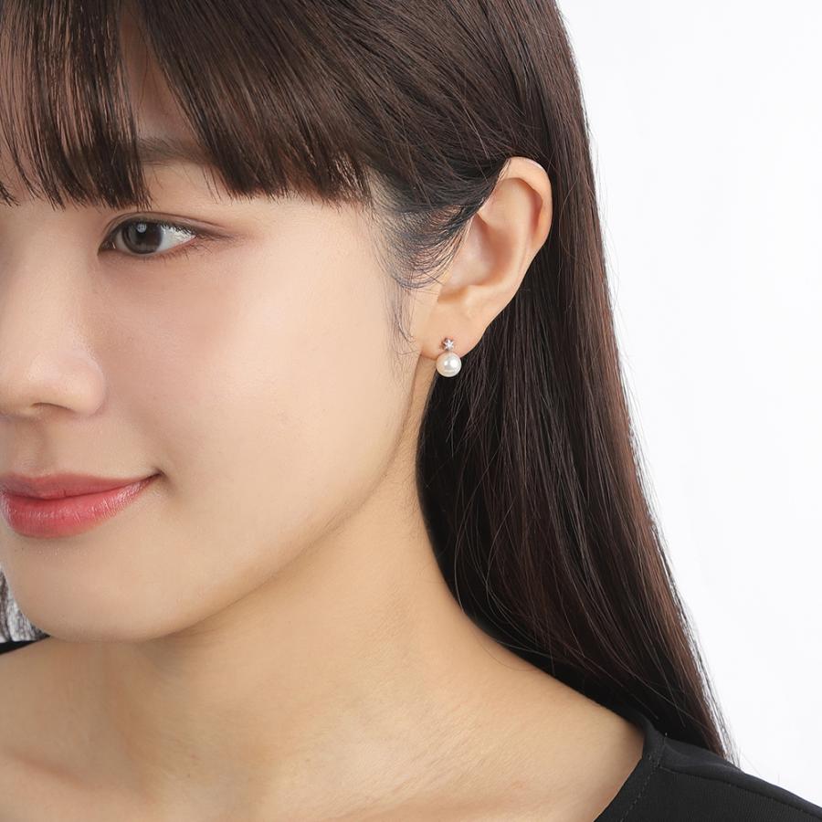 [ムーンレーベル 公式] パール ダイヤモンド ピアス Gleam Star パールピアス Pt900 プラチナ レディース  DES0501GSTAR000000の画像