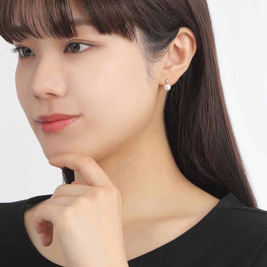 [ムーンレーベル 公式] パール ダイヤモンド ピアス Gleam Star パールピアス Pt900 プラチナ レディース  DES0501GSTAR000000の画像