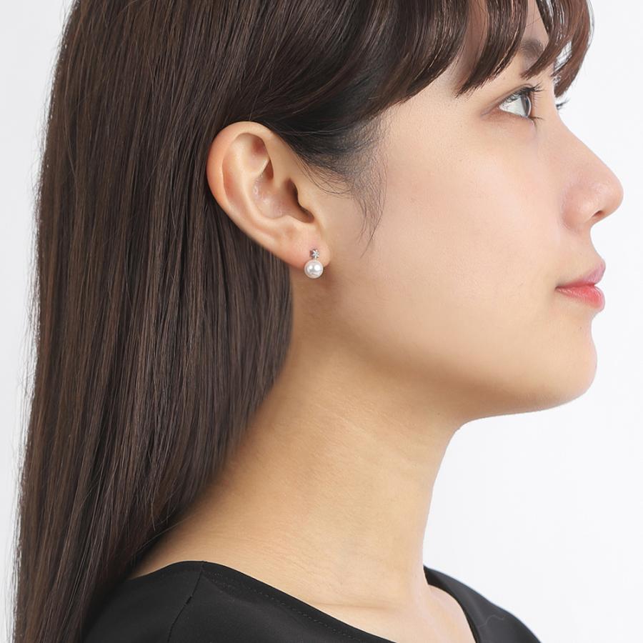 [ムーンレーベル 公式] パール ダイヤモンド ピアス Gleam Star パールピアス Pt900 プラチナ レディース  DES0501GSTAR000000の画像