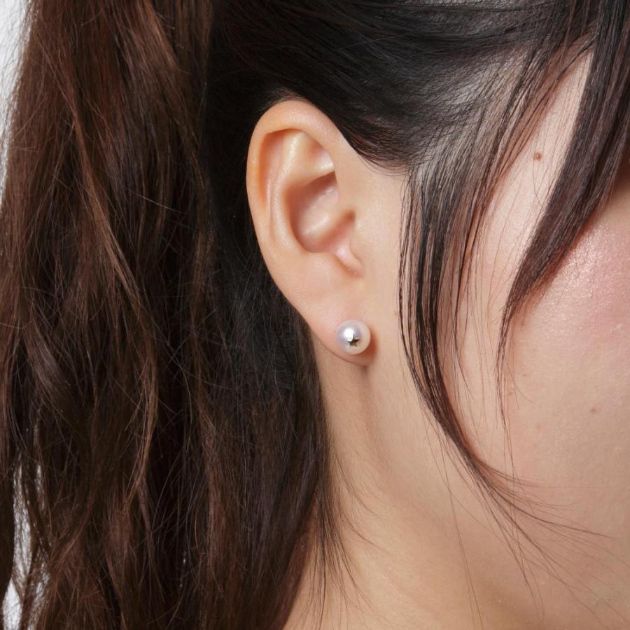 ムーンレーベル 公式] パール ピアス イニシャル H K18 レディース 18