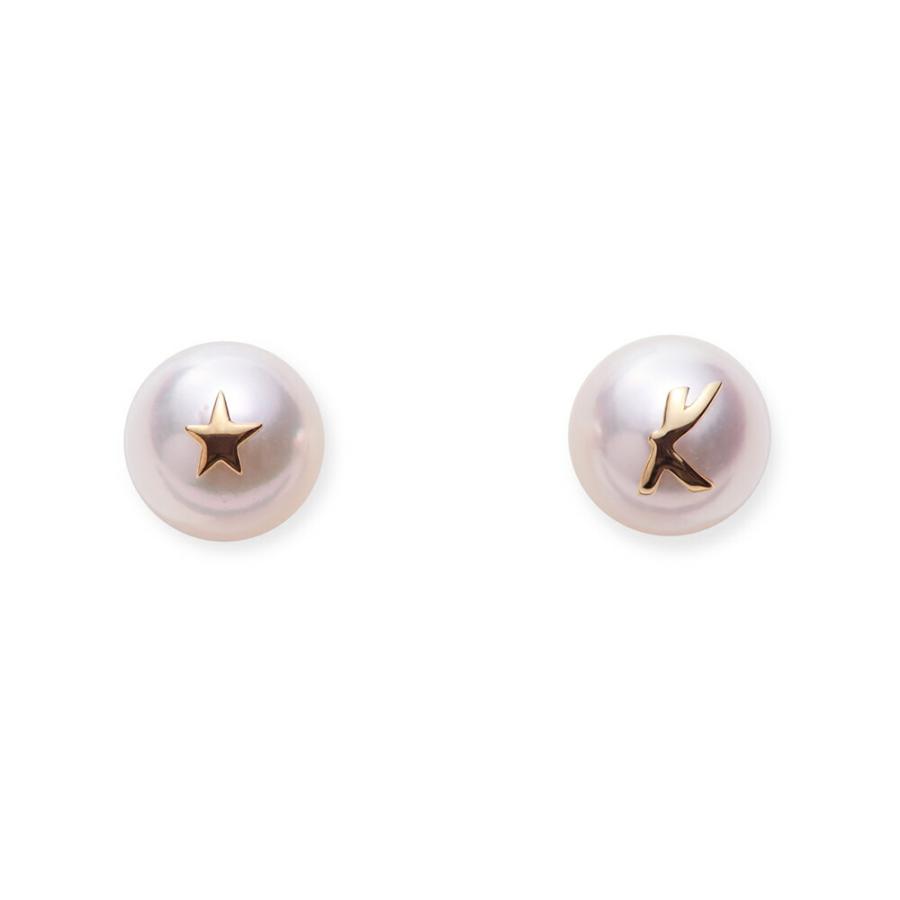 Private Label　K18 パール デザインピアス ムーンレーベル 公式] パール ピアス イニシャル K K18 レディース 18