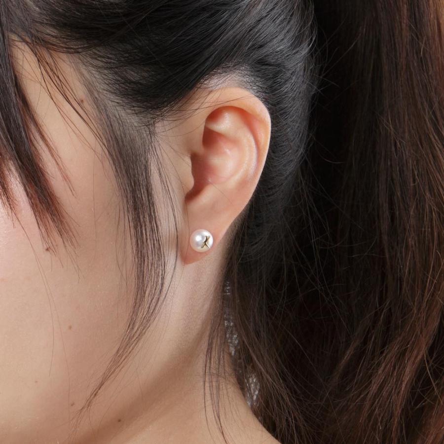 ムーンレーベル 公式] パール ピアス イニシャル K K18 レディース 18