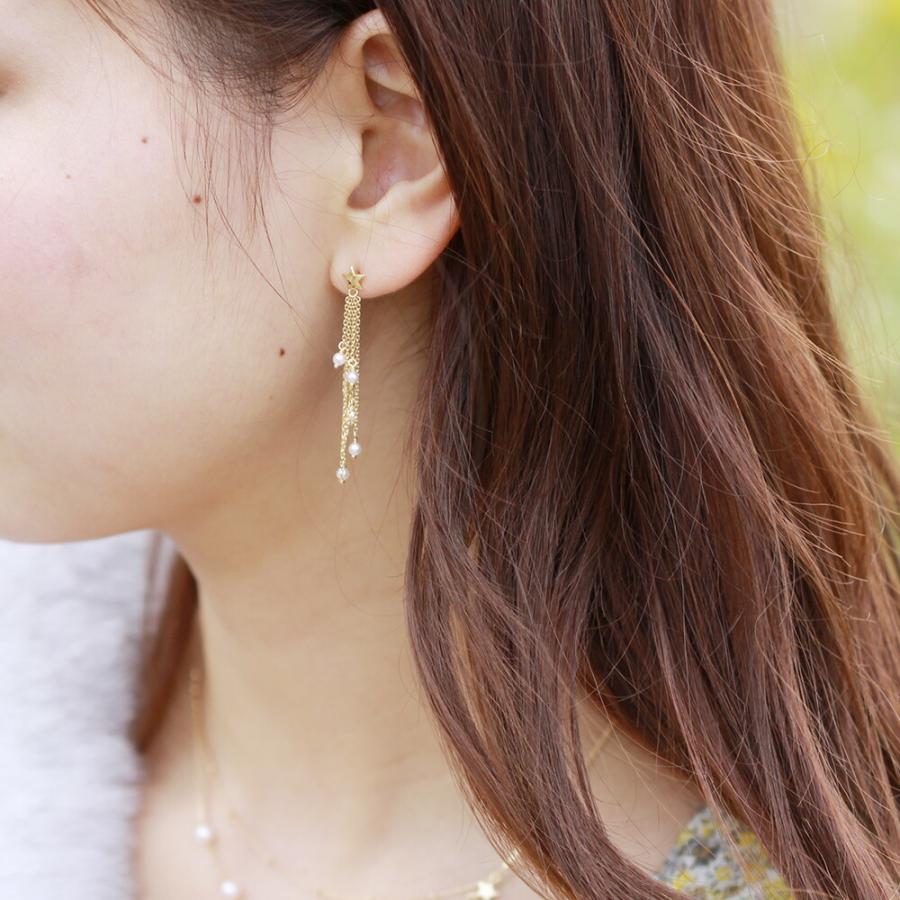 [ムーンレーベル 公式] 揺れる ベビーパール ピアス Comet ピアス K18YG レディース 18金 DES05020COM-100000の画像