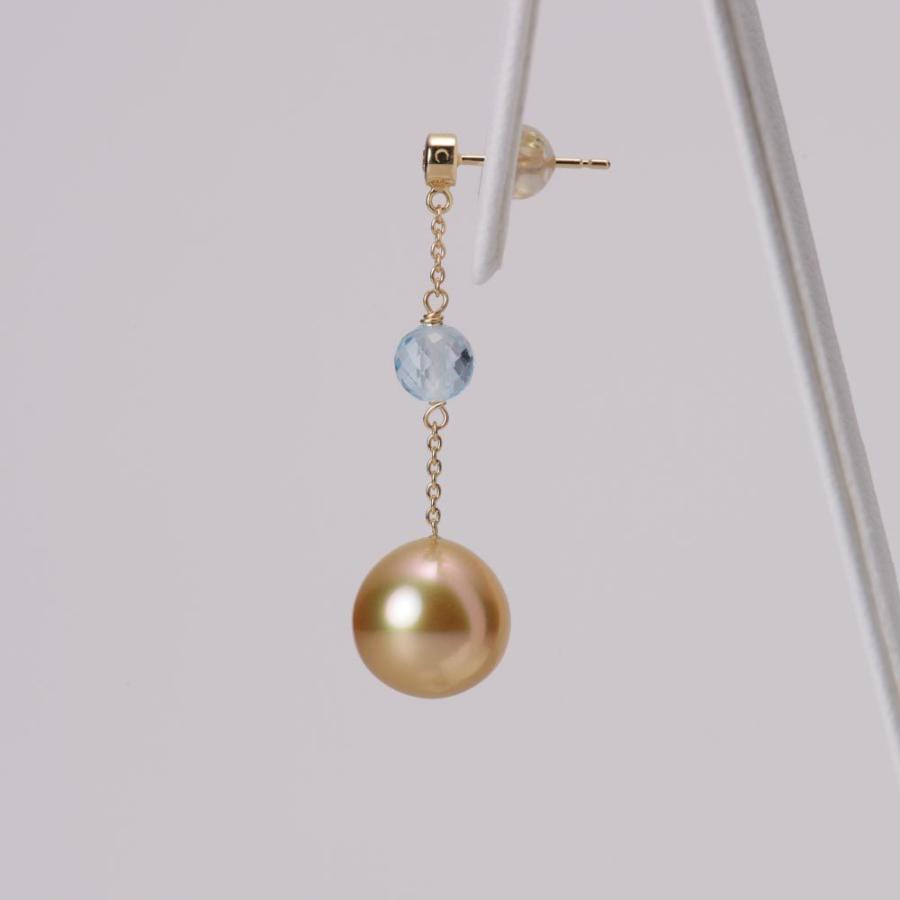 [ムーンレーベル 公式] パール ピアス カラーストーン 白蝶真珠 ゴールド ピアス K18 レディース 18金 DES05020JA-3P00000の画像