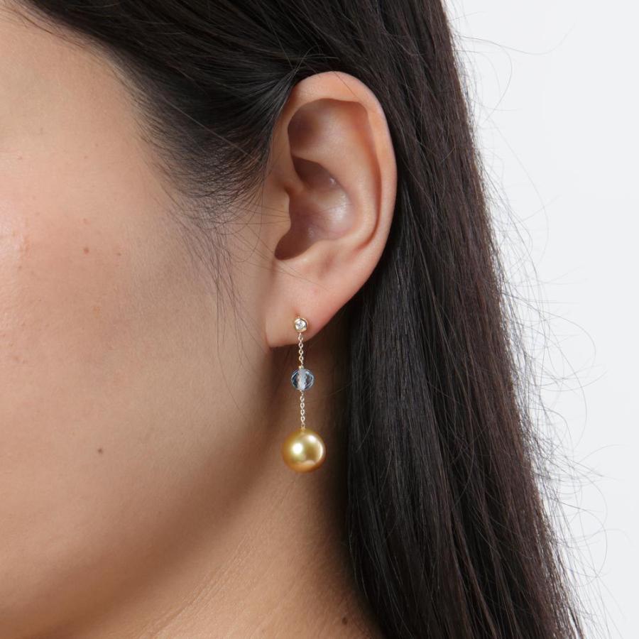 [ムーンレーベル 公式] パール ピアス カラーストーン 白蝶真珠 ゴールド ピアス K18 レディース 18金 DES05020JA-3P00000の画像