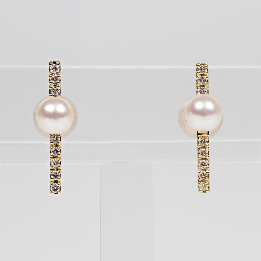 ムーンレーベル 公式] パール ダイヤモンド ピアス Classy ピアス K18