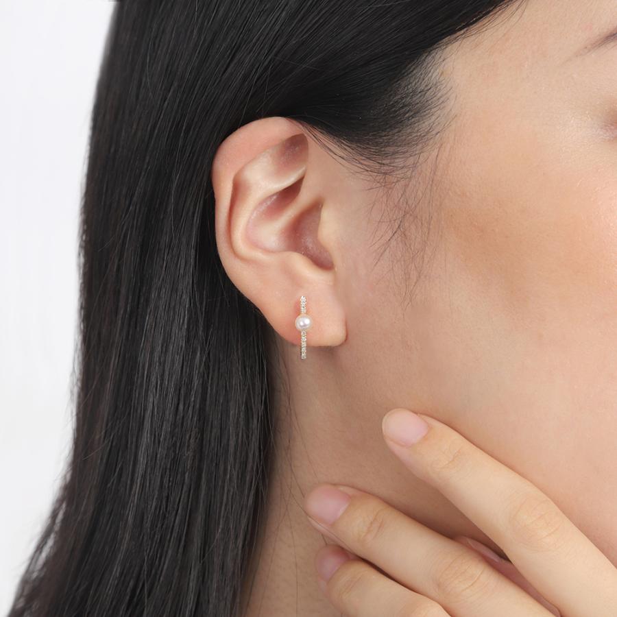 ムーンレーベル 公式] パール ダイヤモンド ピアス Classy ピアス K18