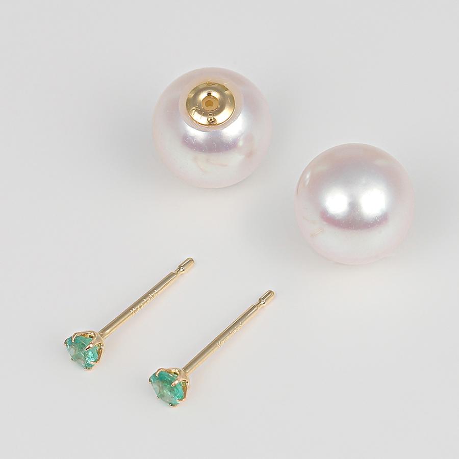 [ムーンレーベル 公式] エメラルド パール ピアス Gemini エメラルド ピアス K18 レディース 18金 DES0502GEM80EM0000の画像