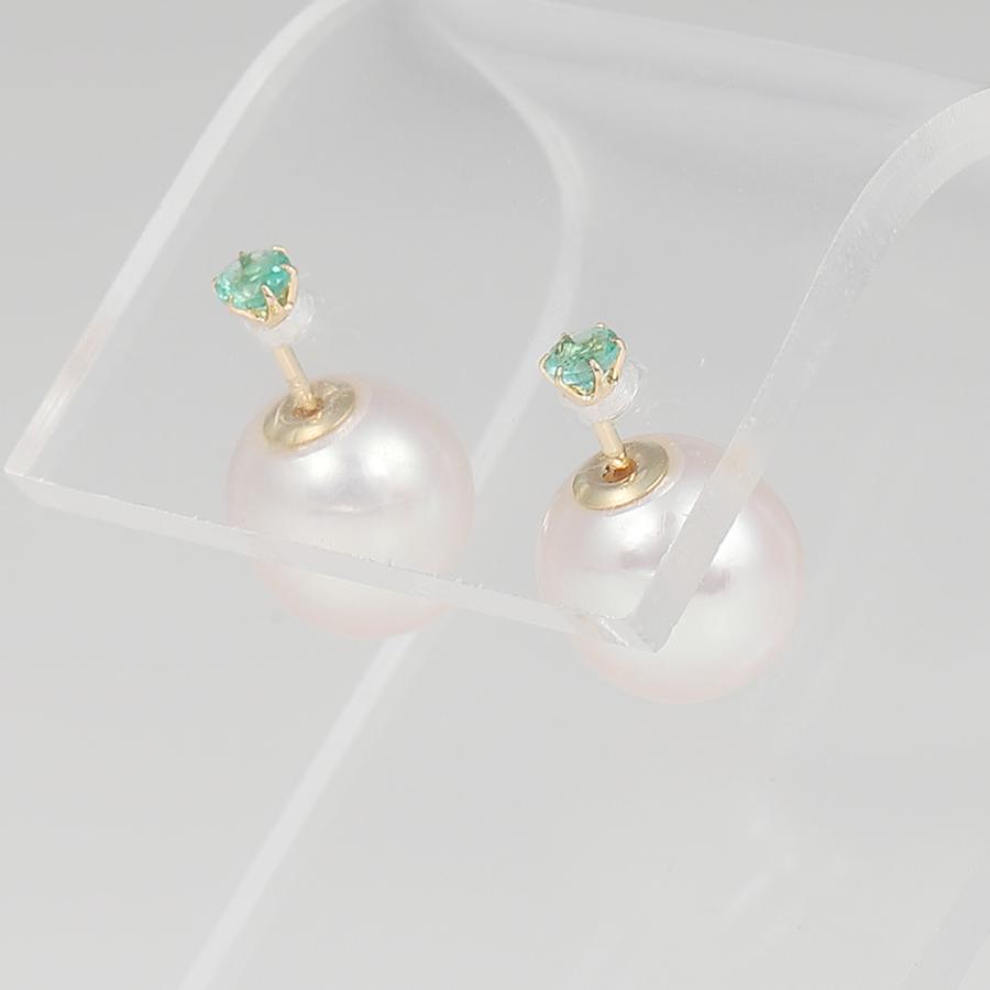[ムーンレーベル 公式] エメラルド パール ピアス Gemini エメラルド ピアス K18 レディース 18金 DES0502GEM80EM0000の画像