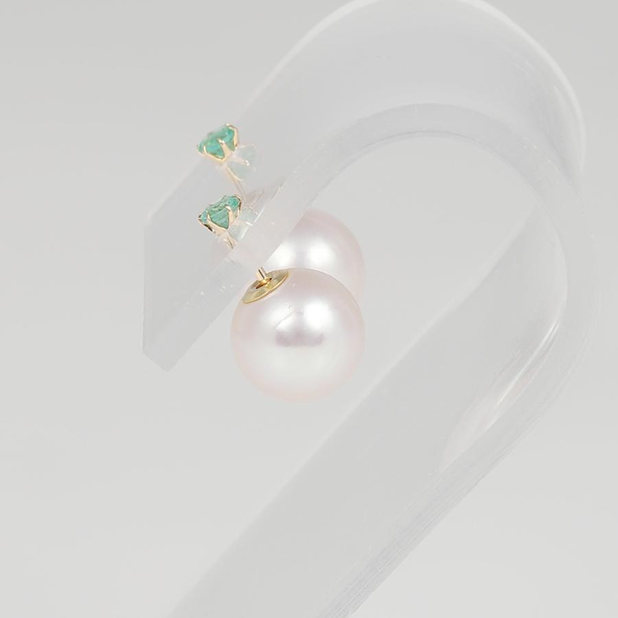 [ムーンレーベル 公式] エメラルド パール ピアス Gemini エメラルド ピアス K18 レディース 18金 DES0502GEM80EM0000の画像