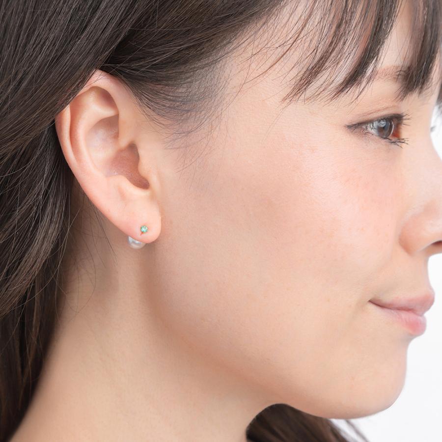 [ムーンレーベル 公式] エメラルド パール ピアス Gemini エメラルド ピアス K18 レディース 18金 DES0502GEM80EM0000の画像