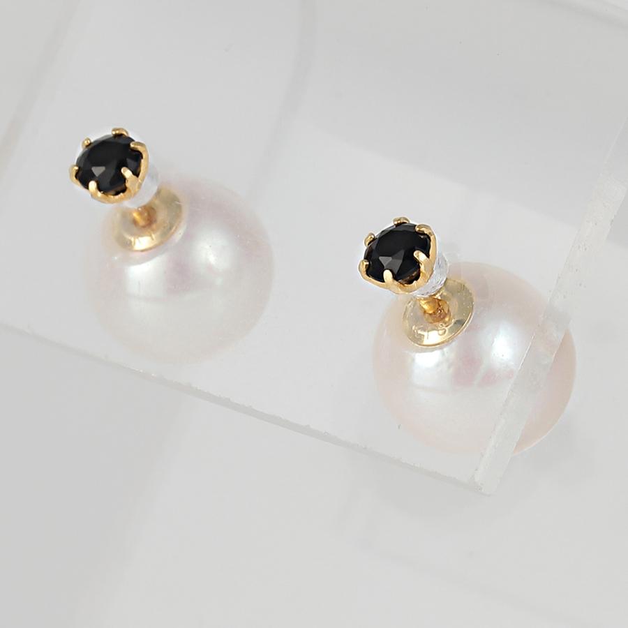 Gemini [ムーンレーベル 公式] オニキス パール ピアス オニキス