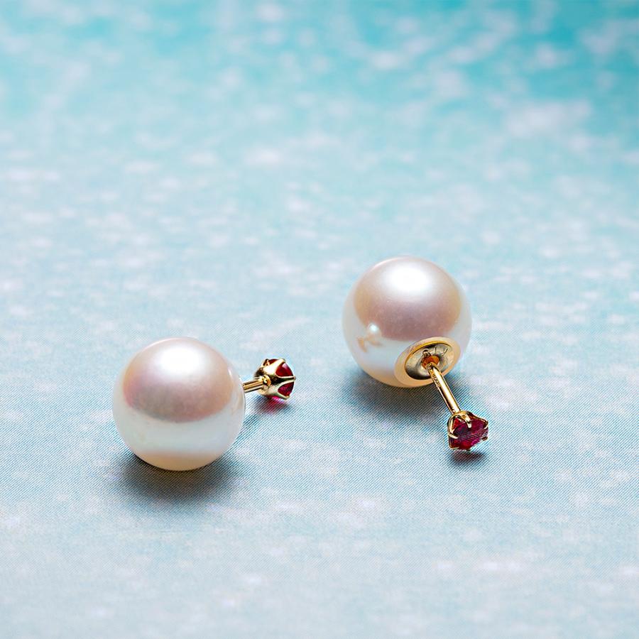 Gemini [ムーンレーベル 公式] ルビー パール ピアス ルビー ピアス