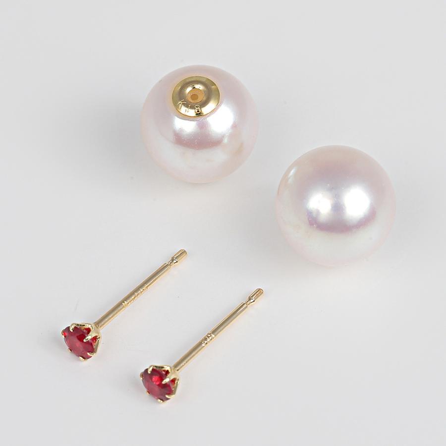 K18 ルビーパールピアス Gemini [ムーンレーベル 公式] ルビー パール ピアス ルビー ピアス