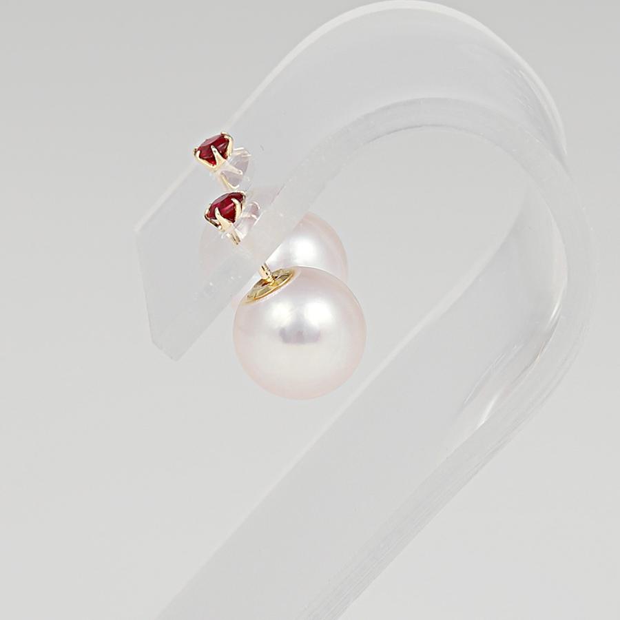 山*気様 18K リボン ルビー 本真珠 ピアス Gemini [ムーンレーベル 公式] ルビー パール ピアス ルビー ピアス
