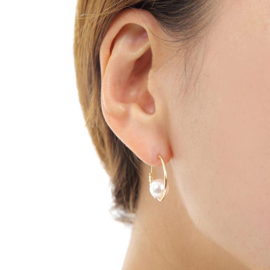 [ムーンレーベル 公式] パール ピアス フープ Petit Leaf パール ピアス K18 レディース 18金 DES0502PTILF000000の画像