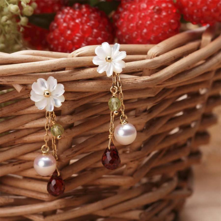 [ムーンレーベル 公式] 揺れる パール ピアス Strawberry ピアス K18 レディース 18金 DES0502SBERRY00000