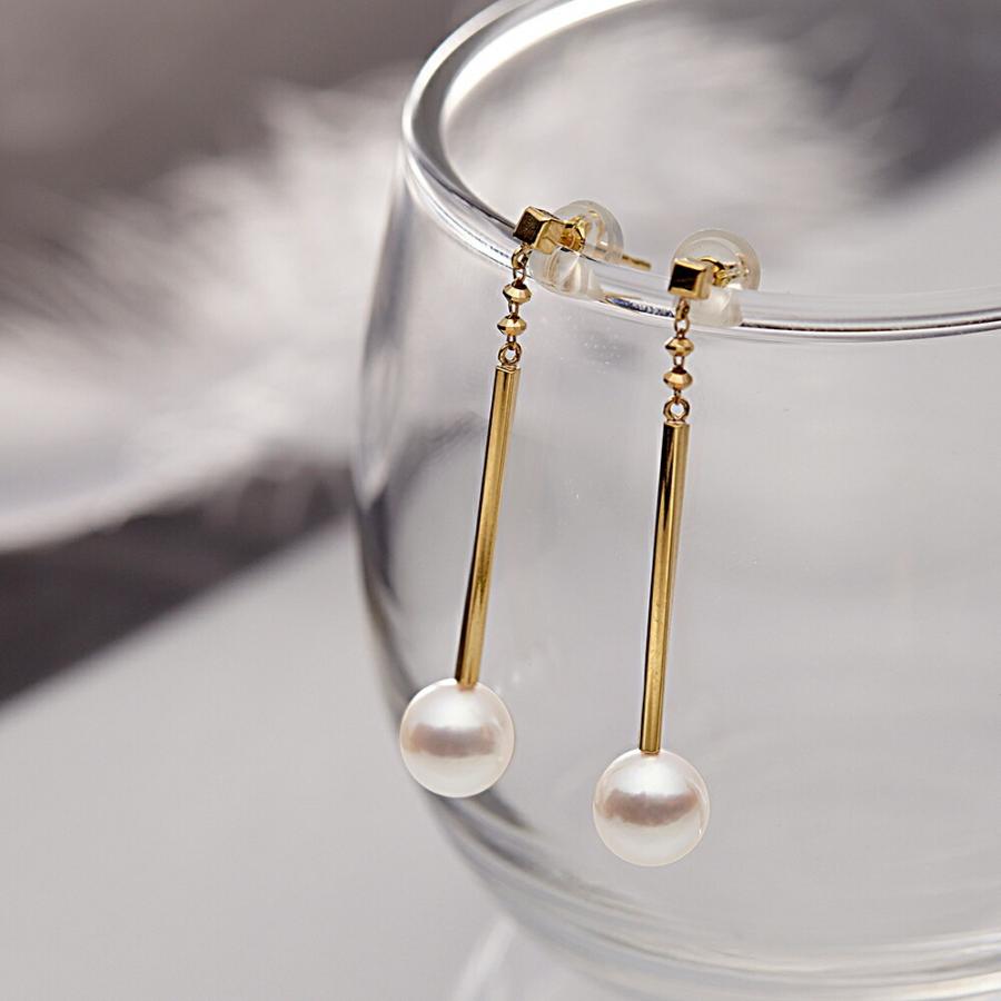 [ムーンレーベル 公式] 揺れる パール ピアス Svelte Line ピアス K18 レディース 18金 DES0502SVELTE00000