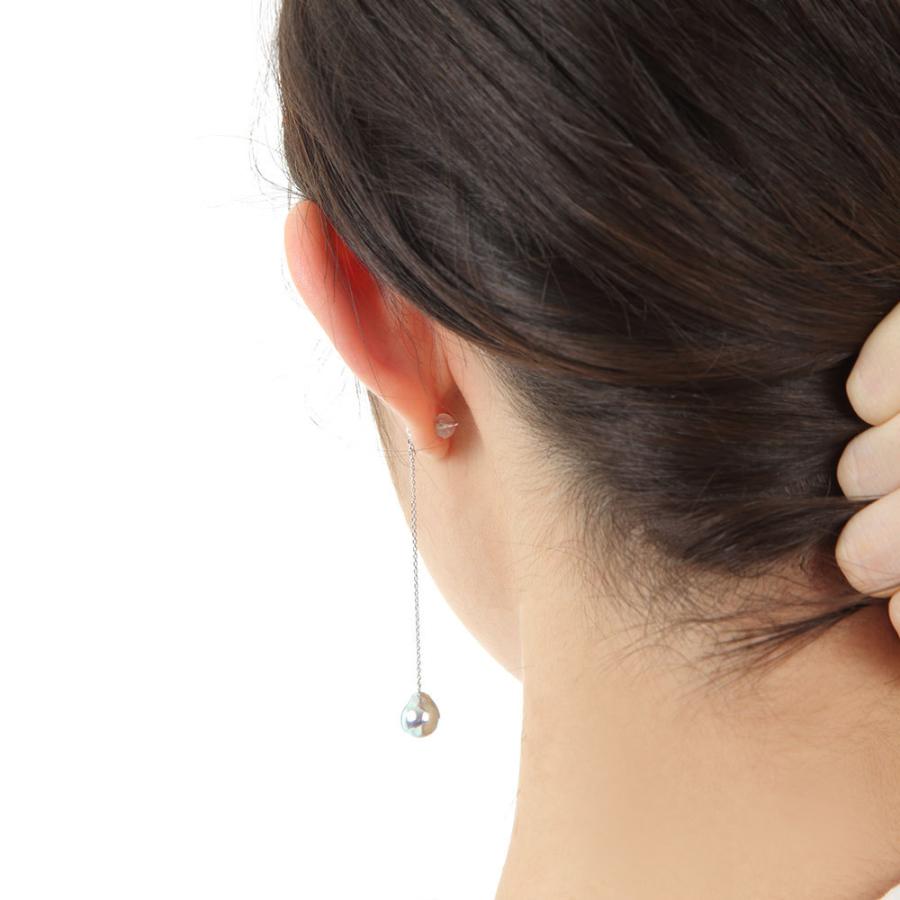 ムーンレーベル 公式] 揺れる バロック パール ピアス ロングチェーン