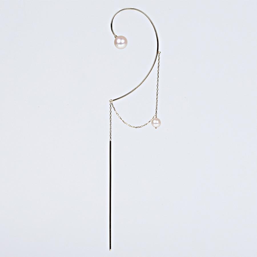 [ムーンレーベル 公式] パール イヤリング 5.0-7.0mm アコヤ真珠 フック＆チェーンイヤーカフ イヤリング K10 レディース 18金 DES0511EC-F-C00000の画像