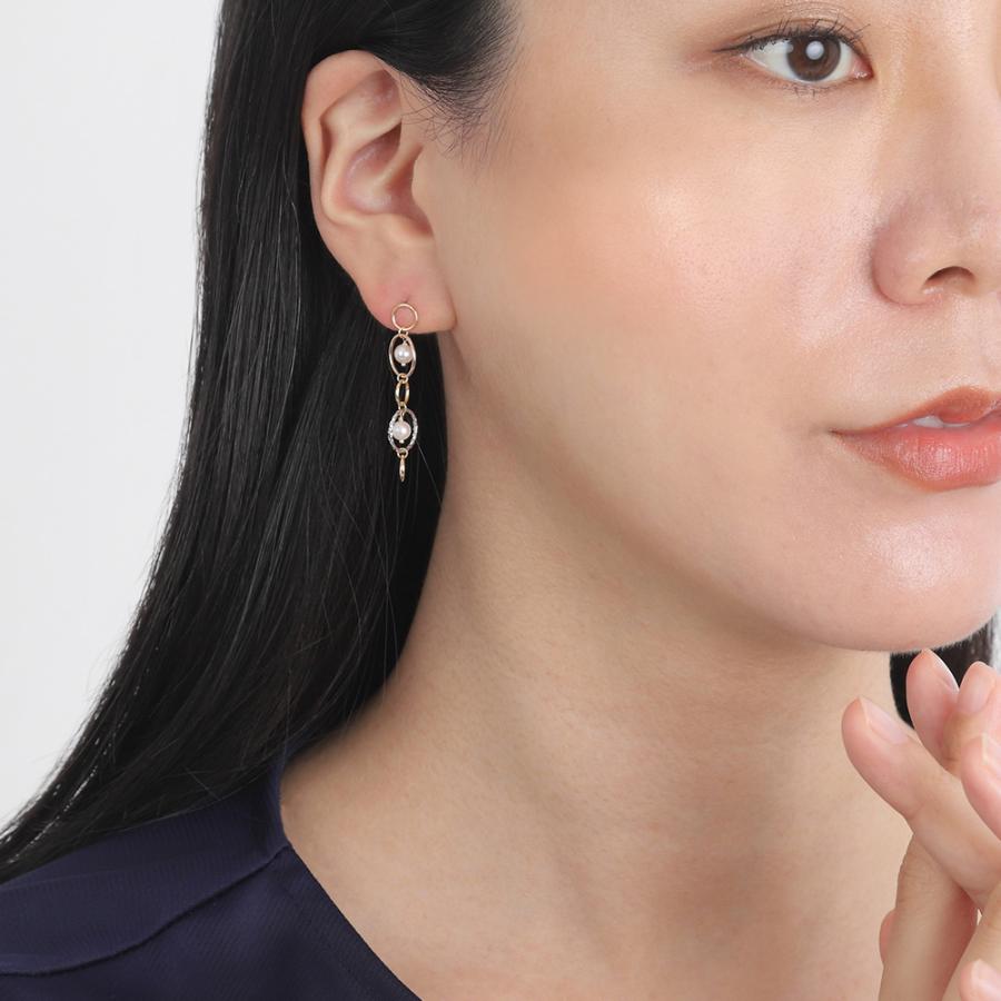 K18 ピアス　パール パール K18ピアス(淡水真珠/7mm/パープルピンク系/6月誕生石