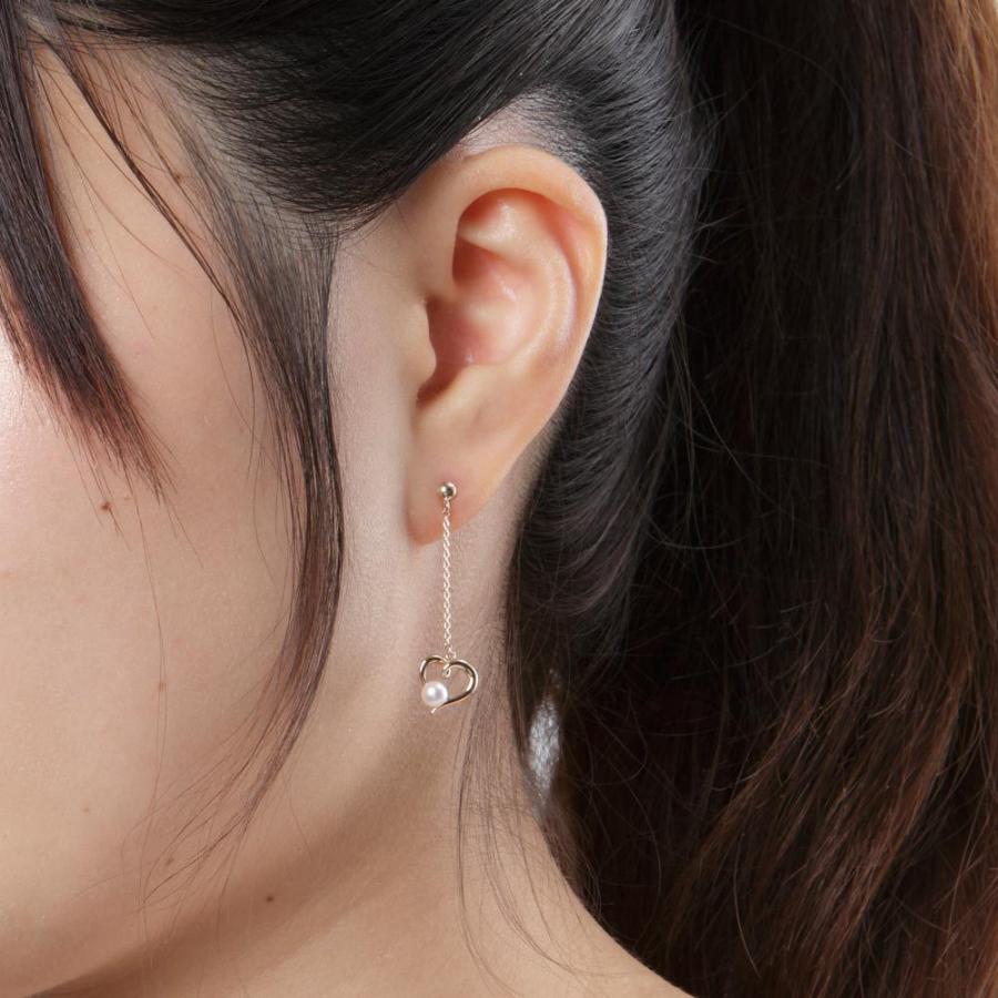 ムーンレーベル 公式] 揺れる パール ピアス ハート チェーン K18PG 