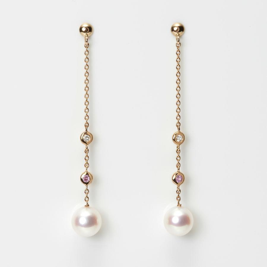 [ムーンレーベル 公式] ダイヤモンド ピアス プチダイヤ ＆ パール ピアス K18PG レディース 18金 DES05PG0SIM-100000の画像