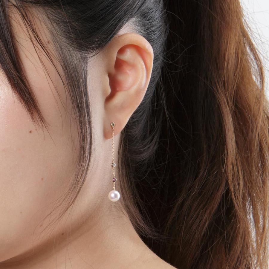 [ムーンレーベル 公式] ダイヤモンド ピアス プチダイヤ ＆ パール ピアス K18PG レディース 18金 DES05PG0SIM-100000の画像