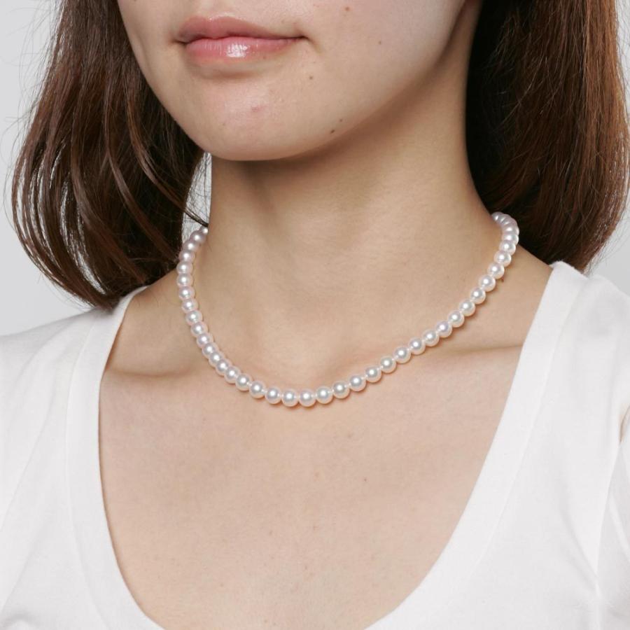 [ムーンレーベル 公式] パール ネックレス レディース 6.5-7.0mm アコヤ 真珠 ネックレス ＆ K14WG イヤリング/ピアス 2点セット FIN6570R33WPG00000の画像