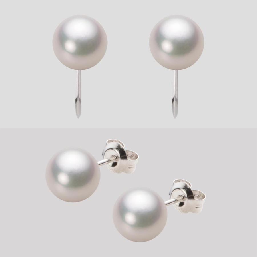 [ムーンレーベル 公式] パール ネックレス レディース 6.5-7.0mm アコヤ 真珠 ネックレス ＆ K14WG イヤリング/ピアス 2点セット FIN6570R33WPG00000の画像