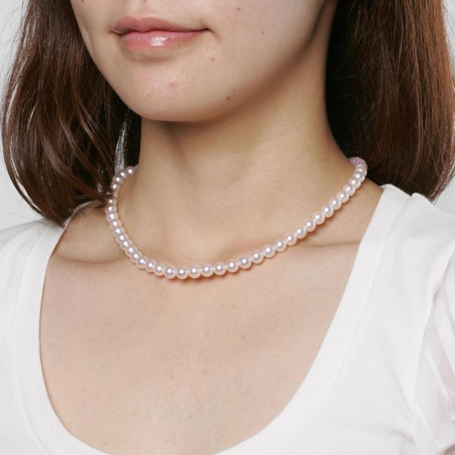 [ムーンレーベル 公式] パール ネックレス レディース 6.5-7.0mm アコヤ 真珠 ネックレス ＆ K14WG イヤリング/ピアス 2点セット FIN6570R33WPN00000の画像