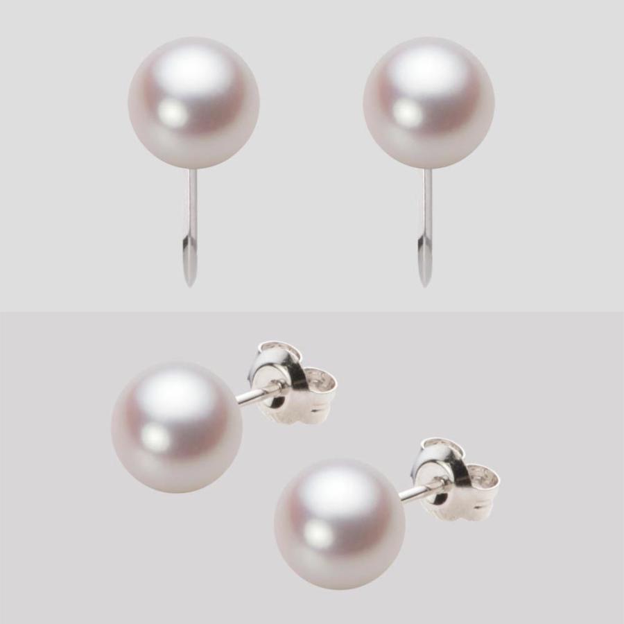 [ムーンレーベル 公式] パール ネックレス レディース 6.5-7.0mm アコヤ 真珠 ネックレス ＆ K14WG イヤリング/ピアス 2点セット FIN6570R33WPN00000の画像