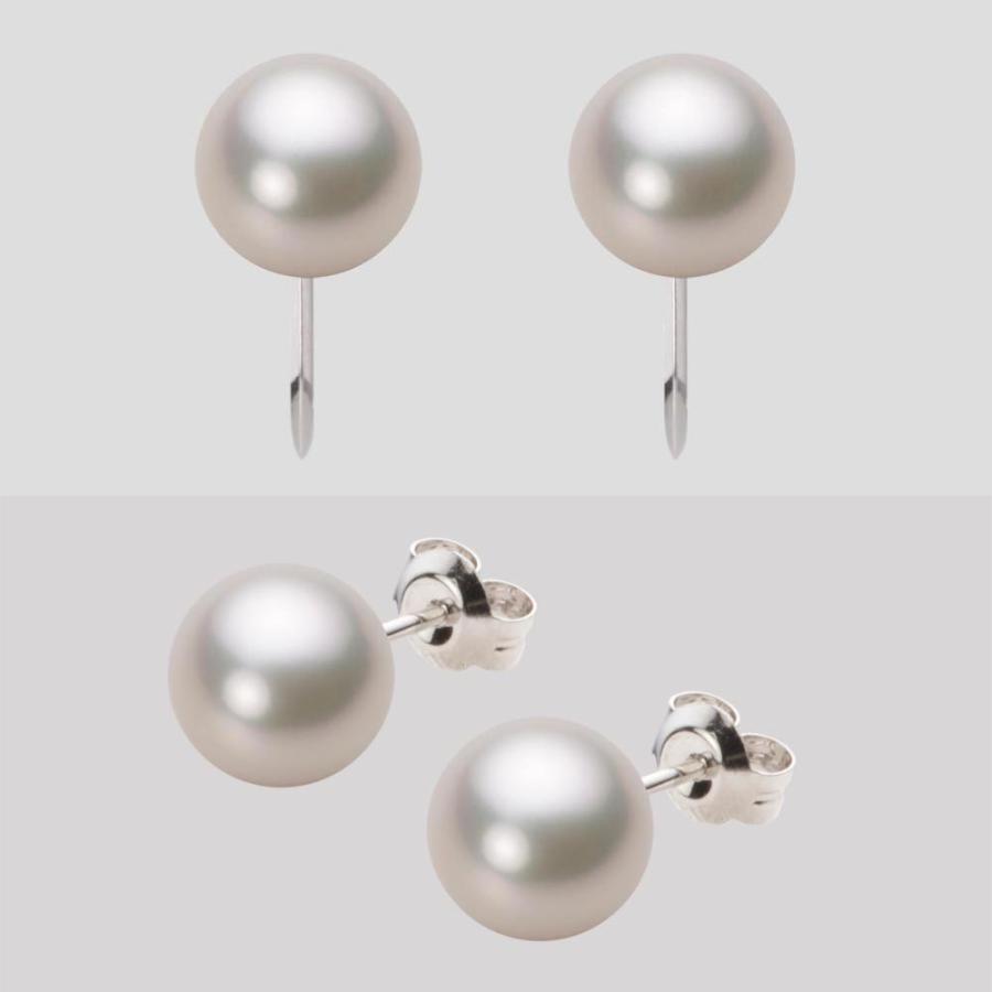 [ムーンレーベル 公式] パール ネックレス レディース 7.0-7.5mm アコヤ 真珠 ネックレス ＆ K14WG イヤリング/ピアス 2点セット FIN7075R33CW000000の画像