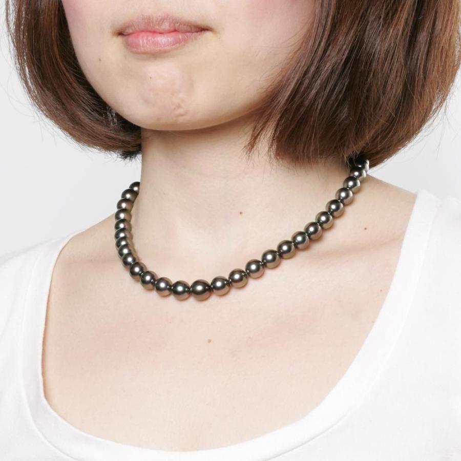 ムーンレーベル 公式] ブラックパール ネックレス 8-10mm 黒蝶 真珠