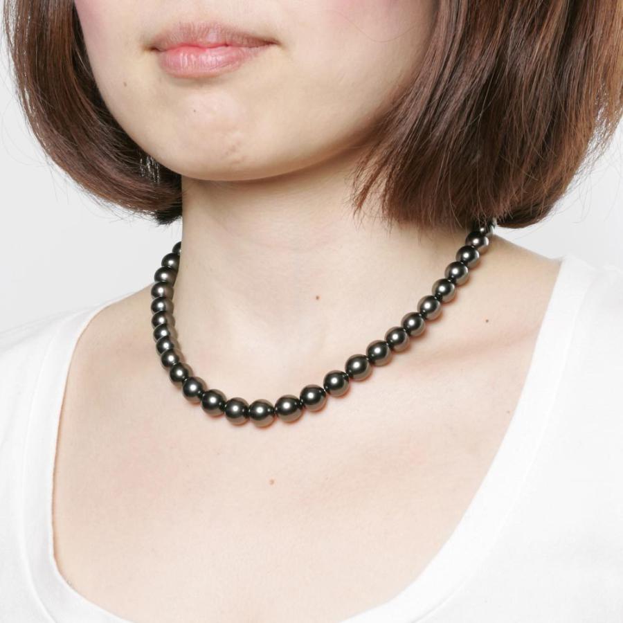 ムーンレーベル 公式] ブラックパール ネックレス 8-10mm 黒蝶 真珠