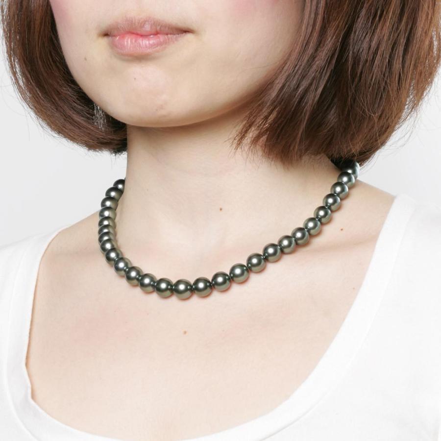 ムーンレーベル 公式] ブラックパール ネックレス 8-10mm 黒蝶 真珠
