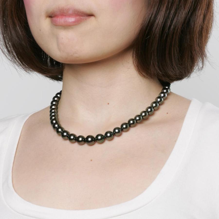 ムーンレーベル 公式] ブラックパール ネックレス 8-10mm 黒蝶 真珠