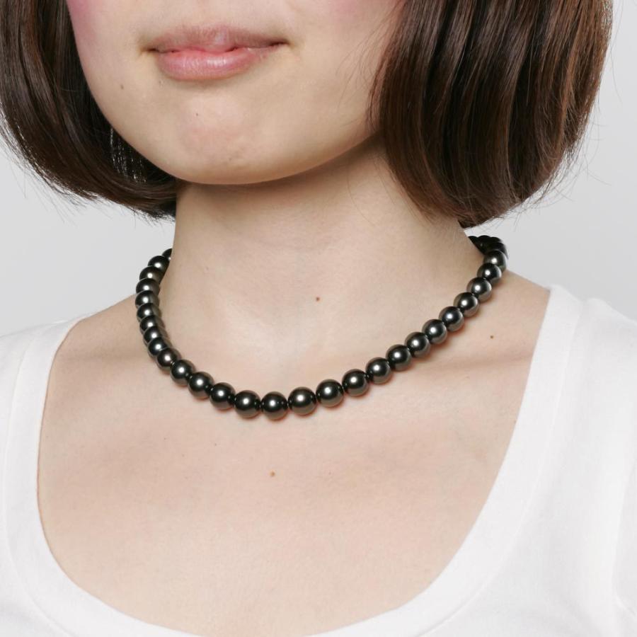 ムーンレーベル 公式] ブラックパール ネックレス 8-10mm 黒蝶 真珠 