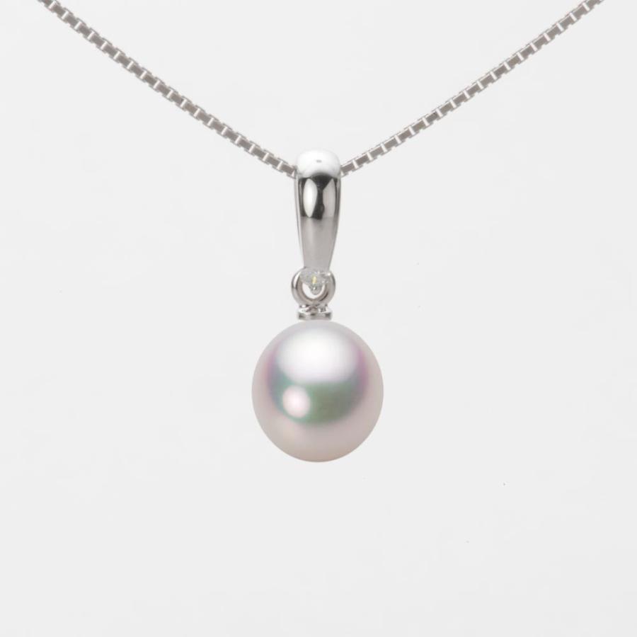 [ムーンレーベル 公式] 一粒 パールネックレス レディース 7.0mm アコヤ 真珠 ペンダント K18WG ホワイトゴールド HA00070D11WPG1500W