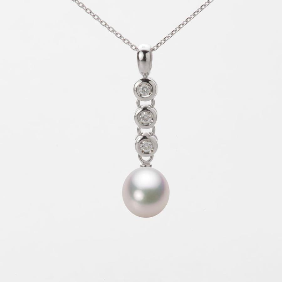 [ムーンレーベル 公式] 一粒 パールネックレス レディース 7.5mm アコヤ 真珠 ペンダント K18WG ホワイトゴールド HA00075D12WPG789W0
