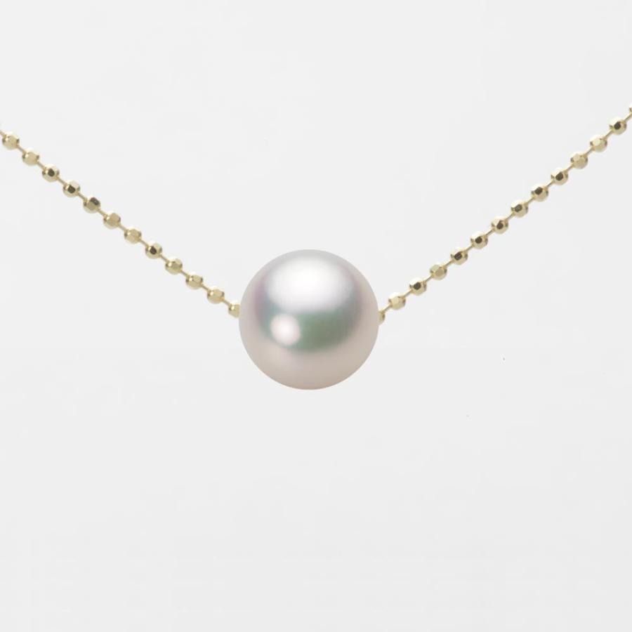 [ムーンレーベル 公式] 一粒 パールネックレス レディース 7.5mm アコヤ 真珠 ペンダント K18 イエローゴールド HA00075R11CW0B01YS